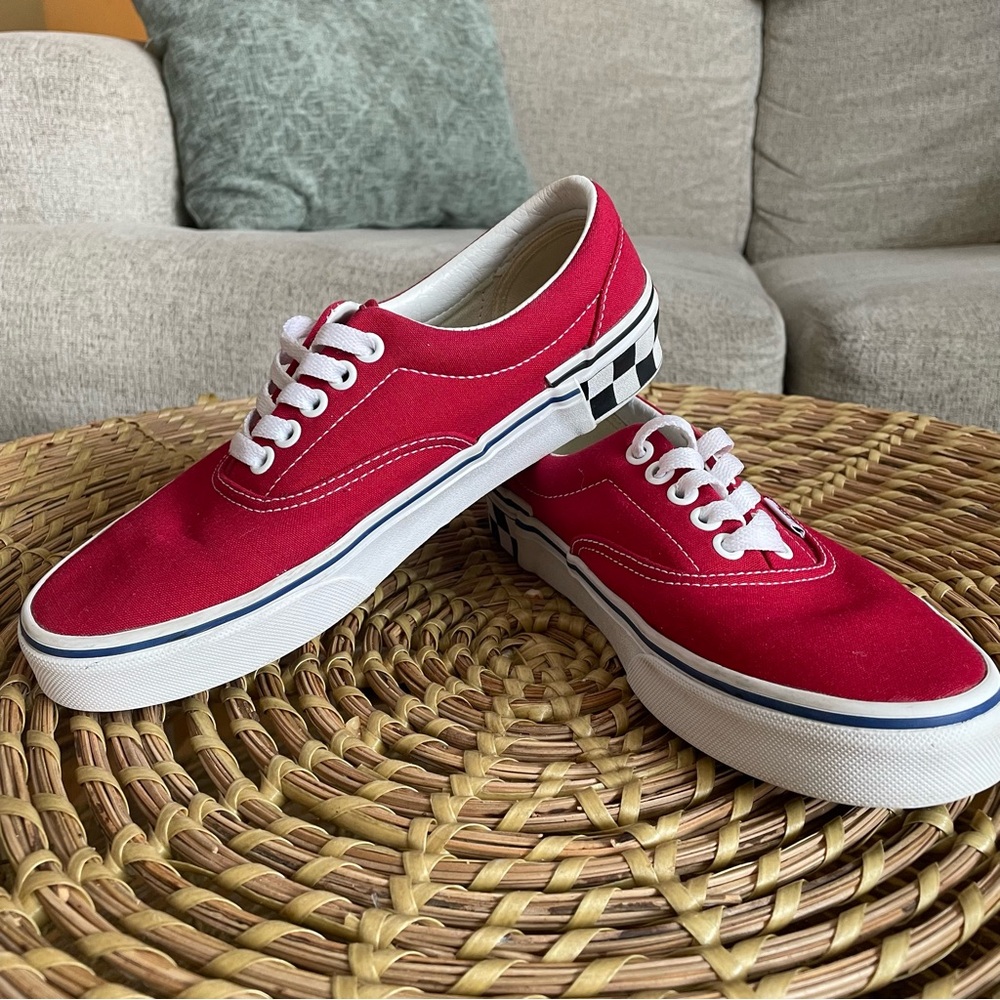 Vans Era Check Block Red Sz-8 - Picture 2 of 13